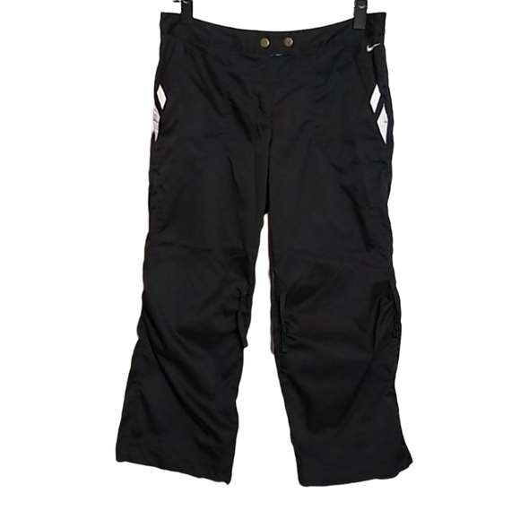 Nike Womens SZ Small Convertable Roll Tab Hem Golf Capris Shorts Black Pockets - Picture 1 of 11